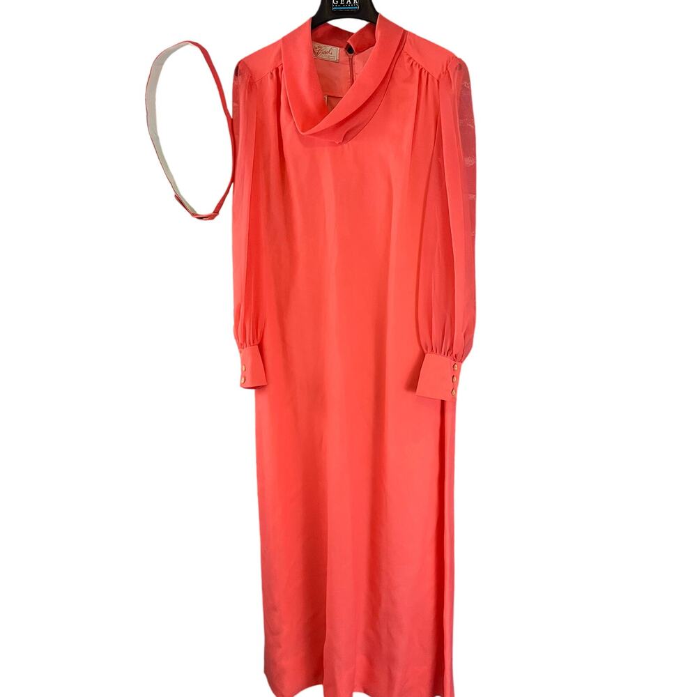 Huey Waltzer Mannequin Vintage Dress Size 16 Peachy Pink Belted